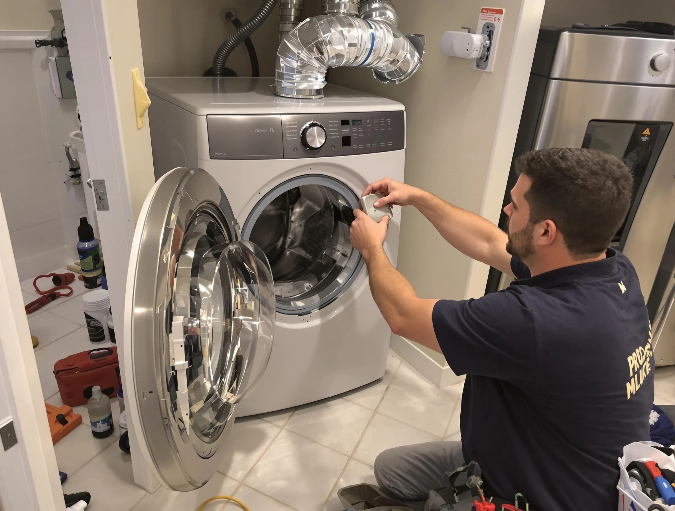 Hempfield Dryer Vent Cleaning technician performing precise dryer vent hose installation in Hempfield